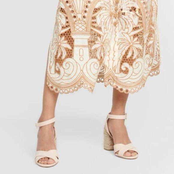 CHRISTIAN LOUBOUTIN Mariza Espadrille Block Heels Size 40 US 9.5 Beige Nude - Picture 13 of 13